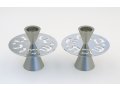 Silver Contemporary Candlesticks, Shabbat Shalom Disc  Avner Agayof