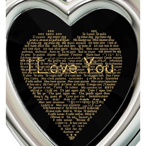 Silver I Love You Framed Heart Swarovski Necklace by Nano