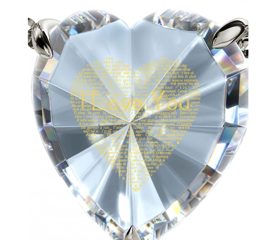 Silver I Love You Heart Zircon Necklace by Nano