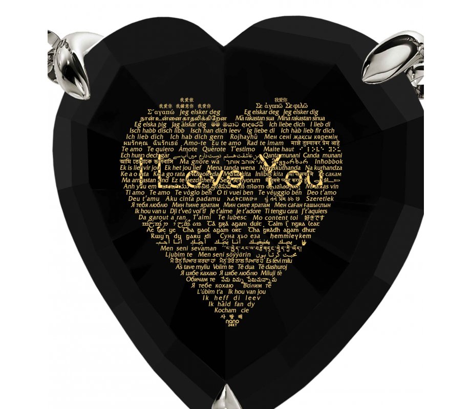 Silver I Love You Heart Zircon Necklace by Nano