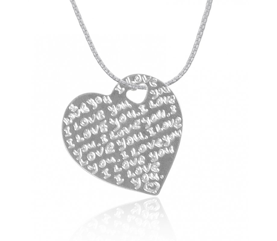 Silver I Love You Pendant by Golan Studio - English-Hebrew