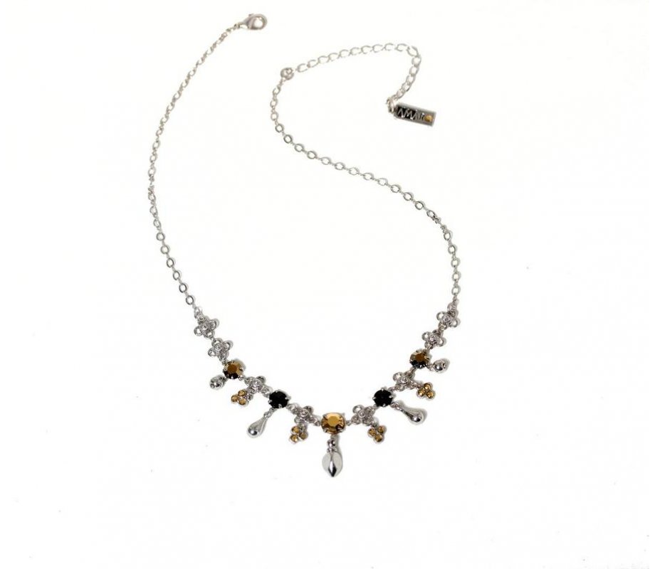 Silver Pendants Necklace, Semi Precious Gems, Flower Lace Collection - Amaro