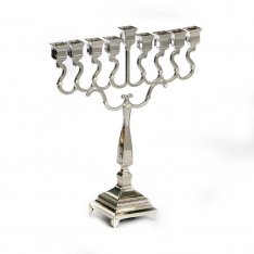 Silver Plated Hanukkah Menorah, Classic Design