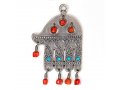 Silver Plated Wall Good Luck Hamsa, Colored Beads - Replica of Israel Museum Item