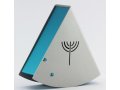 Silver Turquoise Rocking Charity Box Matan Be'seter and Menorah Motif - by Shraga Landesman