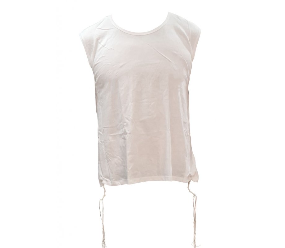 Sleeveless Undershirt with Tzitzit Attached Adult Size - White