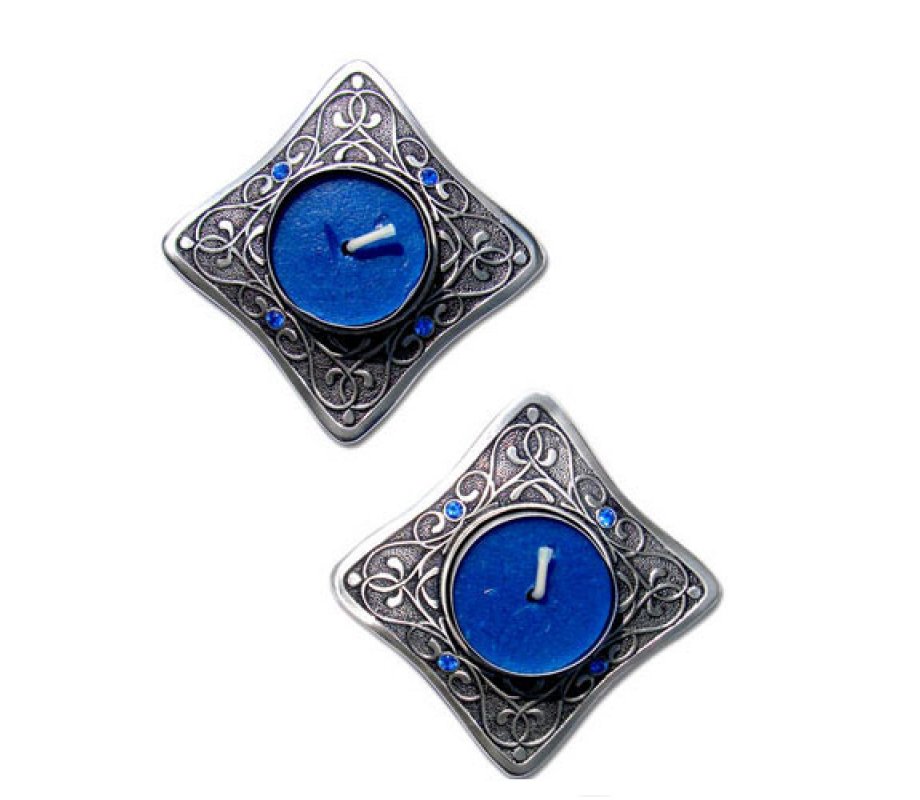 Small Art Nouveau Travel Candlestics with blue stone