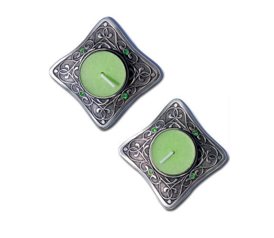 Small Art Nouveau Travel Candlestics with blue stone