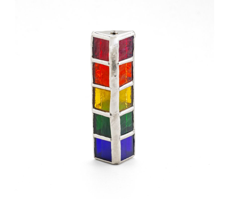 Small Glass Rainbow Tiles Design Israel Museum Metal Mezuzah Case
