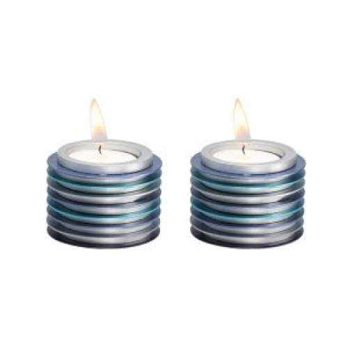 Small Tea Light Candlesticks as Stacked Discs, Colorful - Yair Emanuel