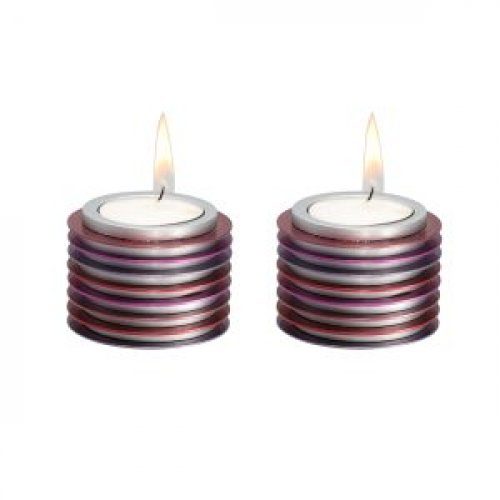 Small Tea Light Candlesticks as Stacked Discs, Colorful - Yair Emanuel