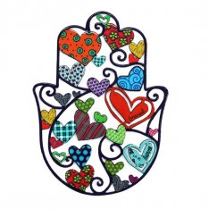 Small Wall Hamsa with Colorful Hearts - Yair Emanuel