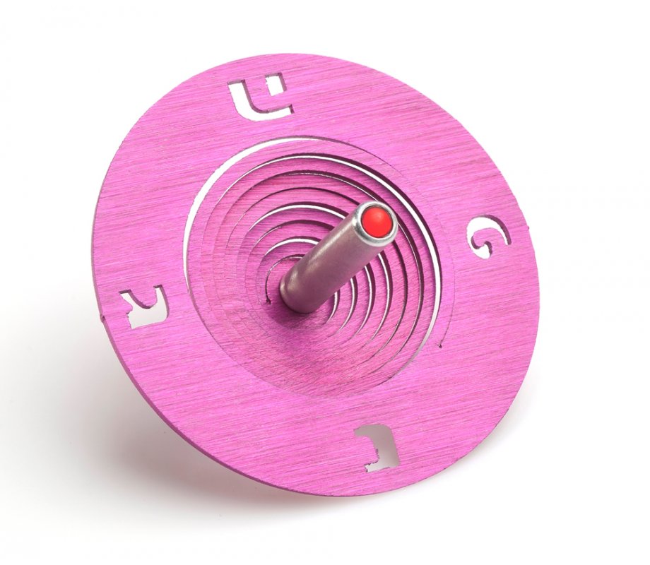 Spiral Coil Hanukkah Dreidel Brushed Aluminum, Pink - Adi Sidler