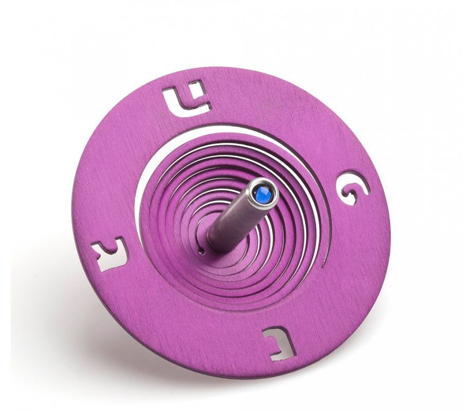 Spiral Coil Hanukkah Dreidel Brushed Aluminum, Purple - Adi Sidler