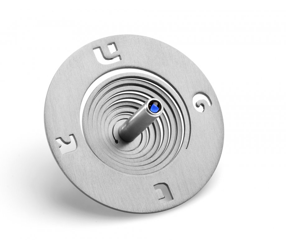 Spiral Coil Hanukkah Dreidel Brushed Aluminum, Silver - Adi Sidler