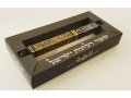 Square Tube Mezuzah Case with Knobs, Gold and Gray Leaves - Dorit Judaica