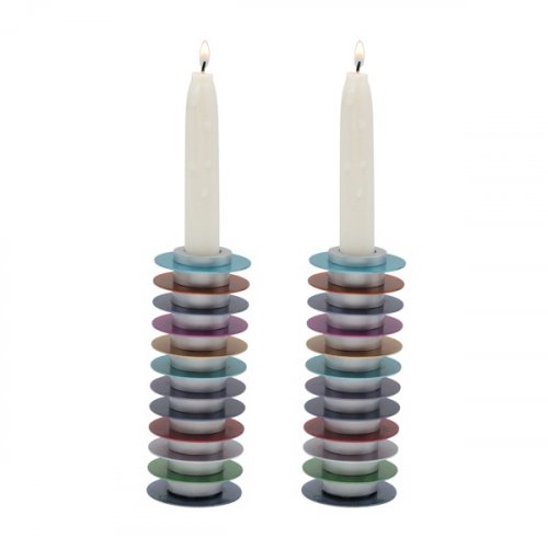 Stacked Disc Style Candlesticks, Multicolor - Yair Emanuel,