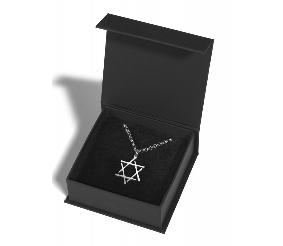 Stainless Steel Necklace, Star of David with Contemporary Touch - Adi Sidler