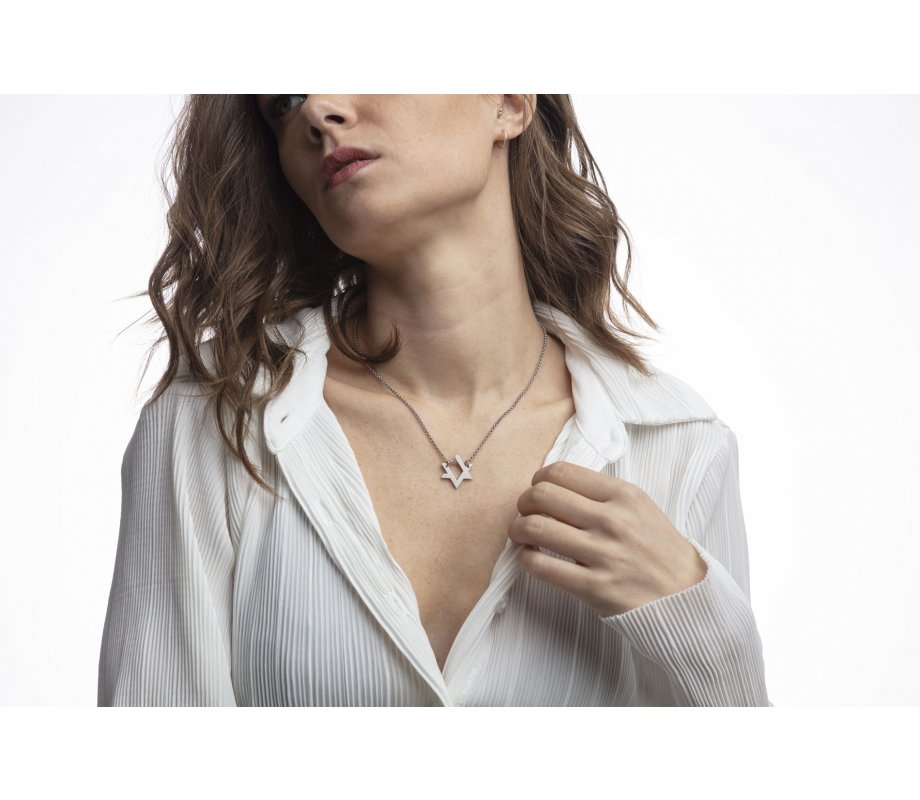 Stainless Steel Necklace with Contemporary Style Star of David - Adi Sidler