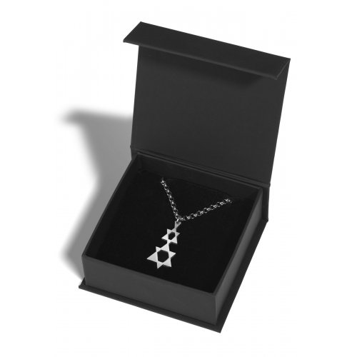 Stainless Steel Necklace with Double Star of David Pendant- Adi Sidler