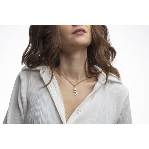 Stainless Steel Necklace with Double Star of David Pendant- Adi Sidler