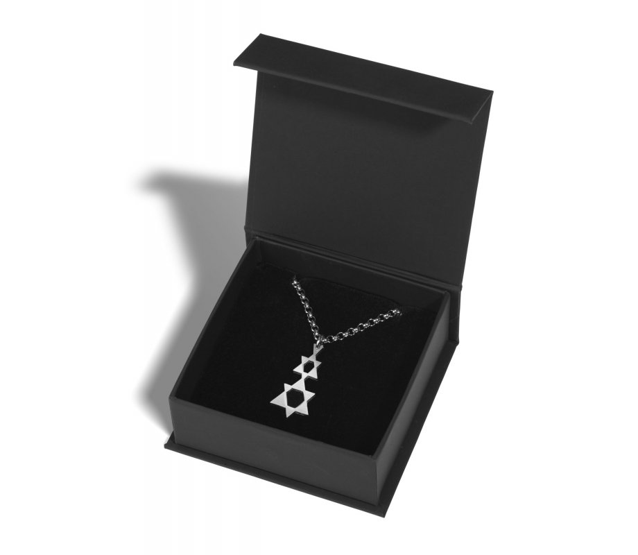 Stainless Steel Necklace with Double Star of David Pendant- Adi Sidler