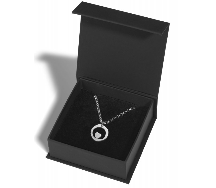 Stainless Steel Necklace with Heart in Circle Pendant - Adi Sidler