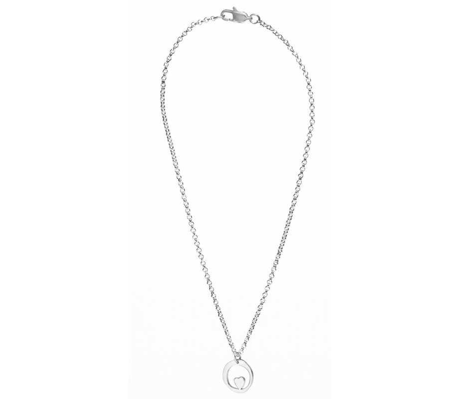 Stainless Steel Necklace with Heart in Circle Pendant - Adi Sidler
