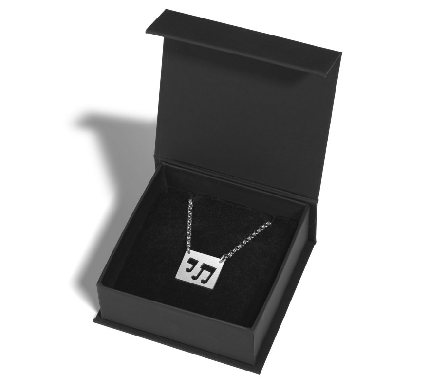 Stainless Steel Necklace with a Musical Notes Chai Pendant - Adi Sidler