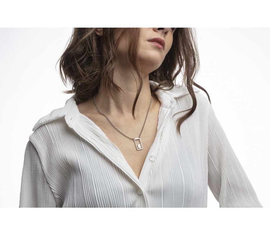 Stainless Steel Waterproof Necklace with Star of David in a Frame - Adi Sidler