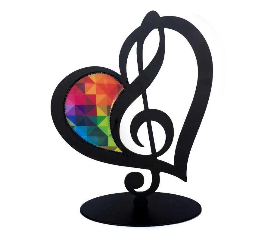 Stand-Alone Shelf or Table Sculpture, Musical Heart and Cleff - Iris Design