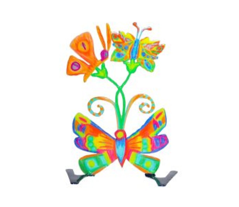 Standing Small Table Sculpture, Colorful Flower with Butterflies – Yair Emanuel