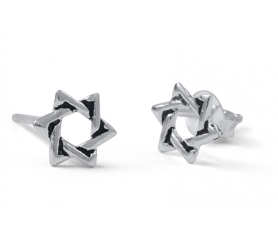 Star of David Design 925 Sterling Silver Stud Earrings