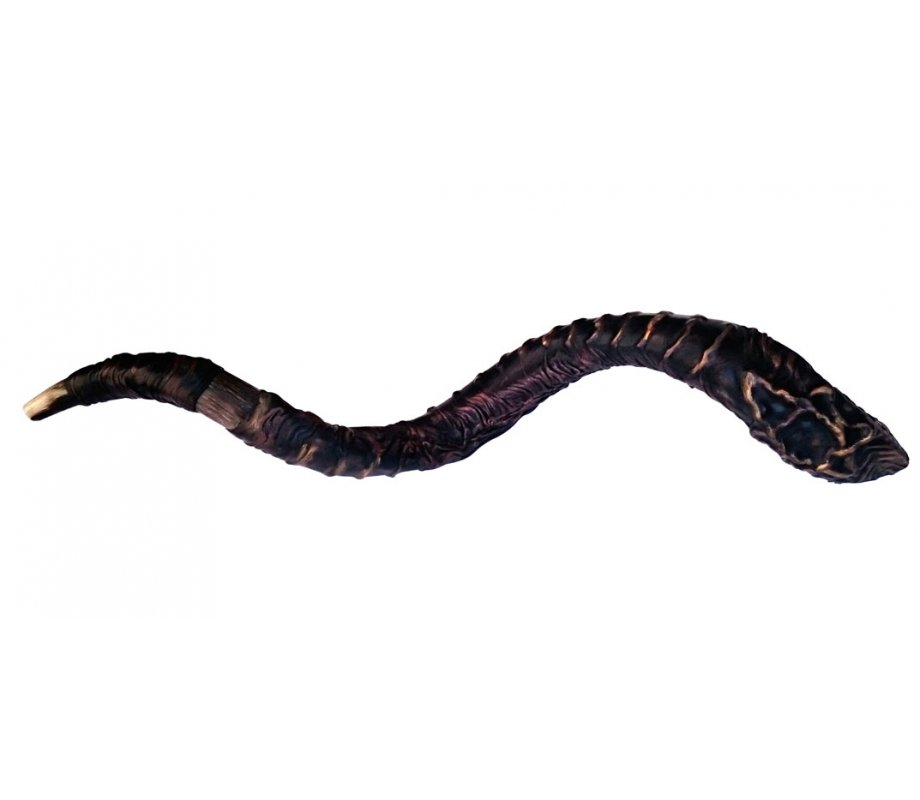 Star of David Leather Decorated Jumbo Yemenite Shofar