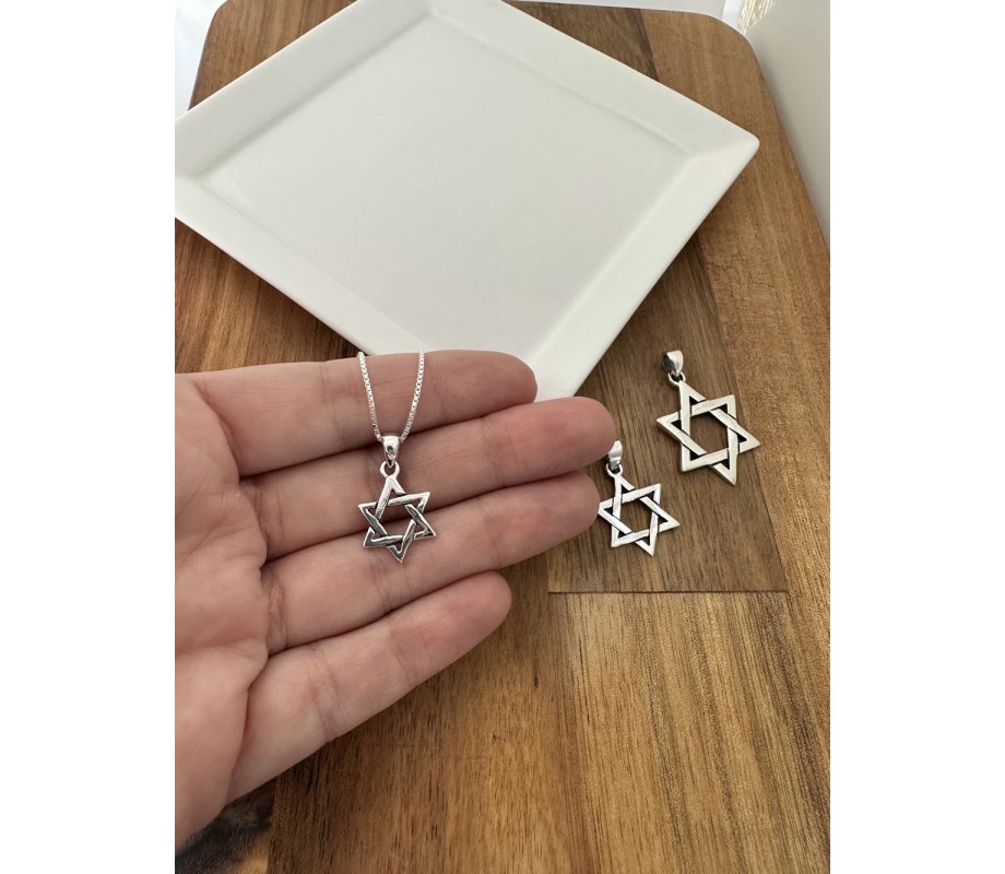 Star of David Necklace Pendant in 925 Sterling Silver