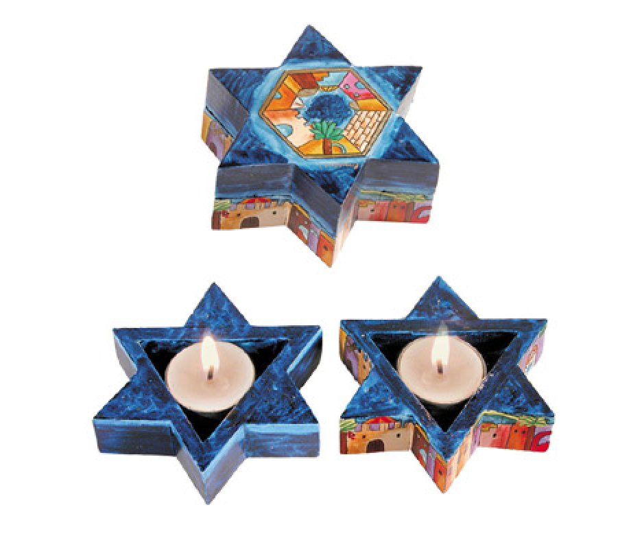 Star of David Travelling Candlesticks - Jerusalem by Yair Emanuel