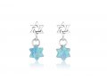 Star of David and Blue Opal Stone Dangle Earrings - Sterling Silver