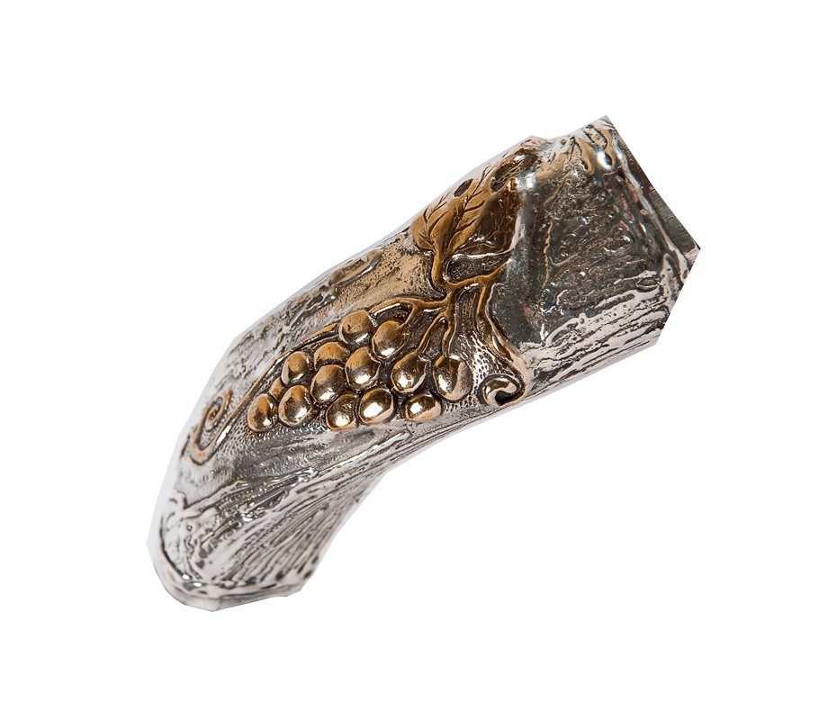 Sterling Silver Decorated Yemenite Shofar - Menorah