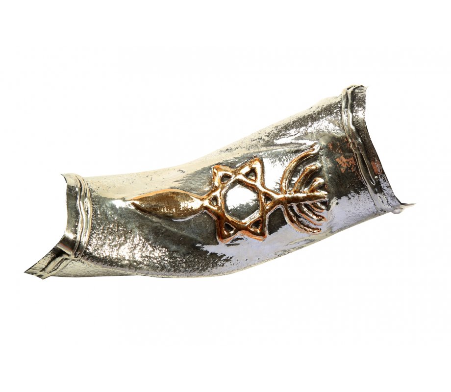 Sterling Silver Decorated Yemenite Shofar - Temple Menorah