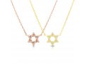 Sterling Silver Necklace, Plated with Rose Gold - Star of David Pendant with Zircons