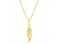 Sterling Silver Necklace Plated with Yellow Gold, Zircon Decorated Leaf Pendant