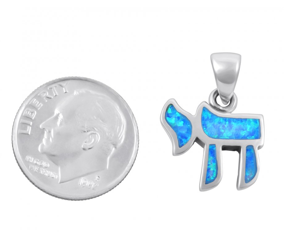 Sterling Silver Necklace with Opal Filled Chai Pendant