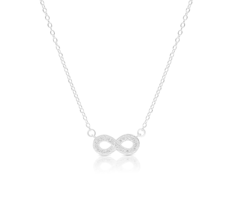 Sterling Silver Necklace with Yellow or Rose Gold Finish – Infinity Zircon Pendant