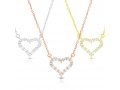 Sterling Silver Necklace with Zircon Heart Pendant  In Yellow, Rose Gold or Silver