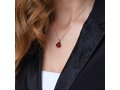 Sterling Silver Pendant Necklace – Red Enamel Pomegranate with Red Garnet Stone