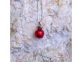 Sterling Silver Pendant Necklace – Red Enamel Pomegranate with Red Garnet Stone