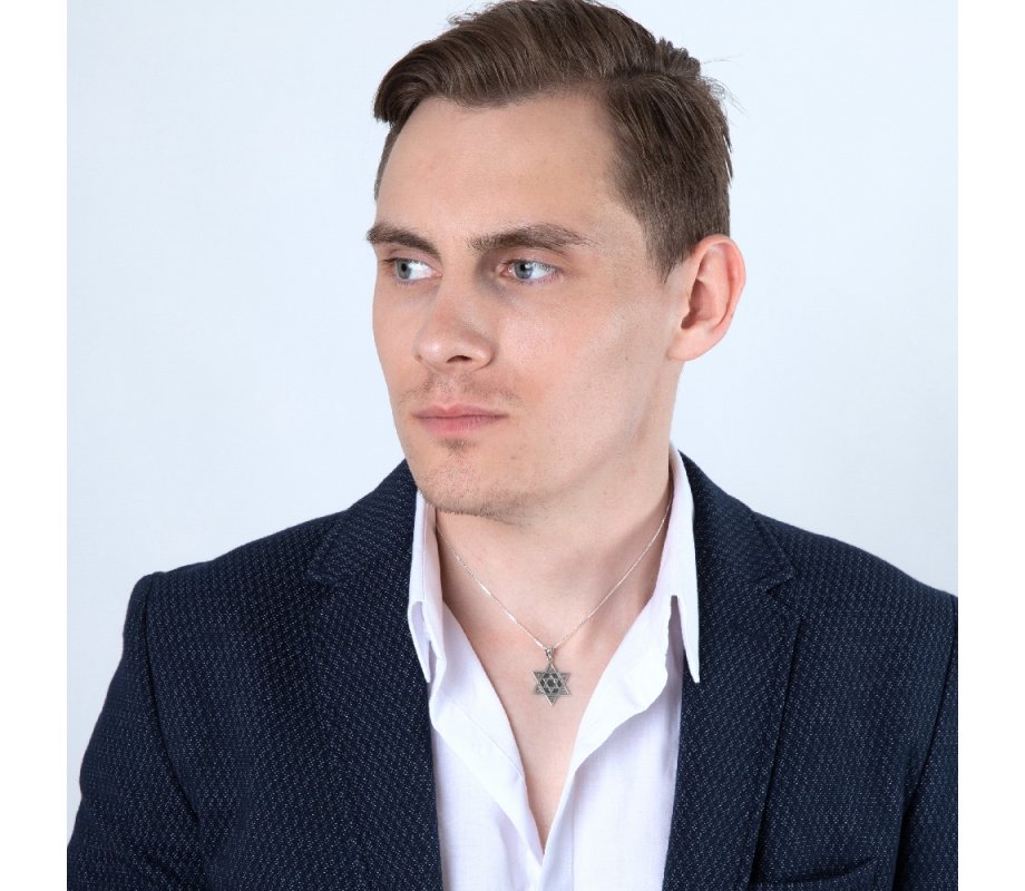 Sterling Silver Pendant Necklace, Star of David One-Within-Another – Beaded Artwork