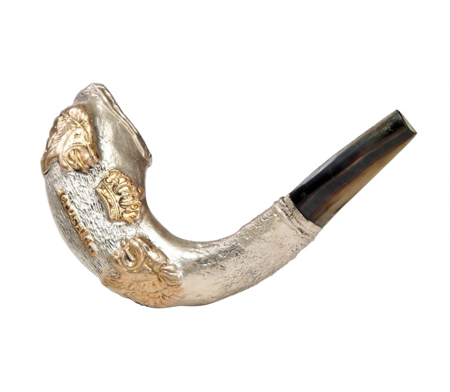 Sterling Silver Ram's Horn Shofar - Lion of Judah