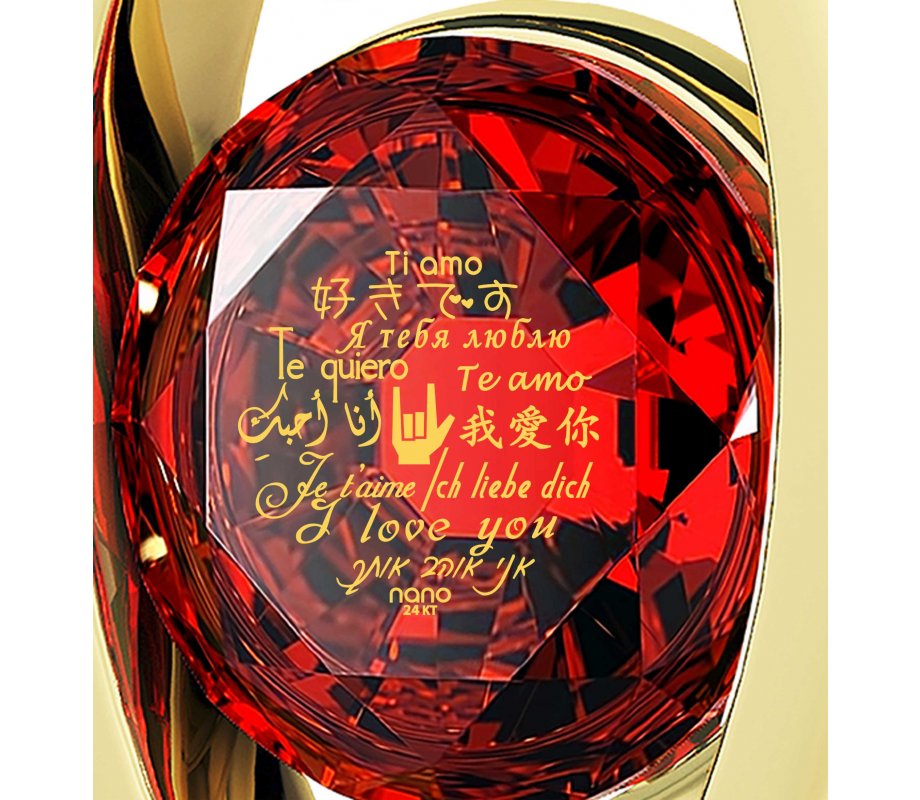 Swarovsky I Love You Eye Necklace in Gold Plate- Nano