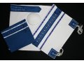 Tallit Set with Blue Stars of David Design - Ronit Gur